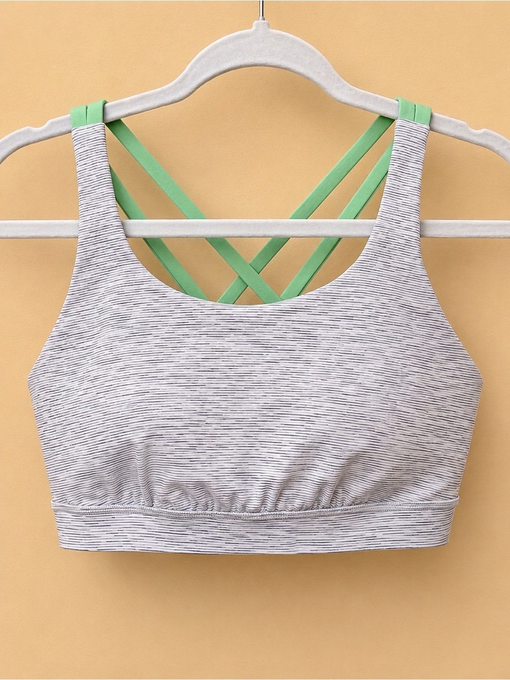 lululemon athletica Heathered Gray Sports Bralette with Mint Green Strappy back